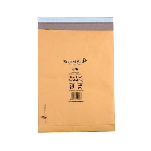 Mail Lite Padded Postal Bag Size J/6 314x450mm Gold (50 Pack) 100943512 (MQ29709)