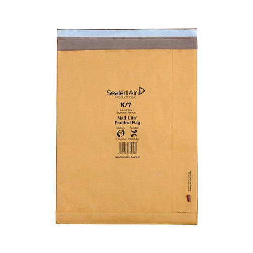 Mail Lite Padded Postal Bag Size K/7 365x476mm Gold (50 Pack) 100943514 (MQ29710)