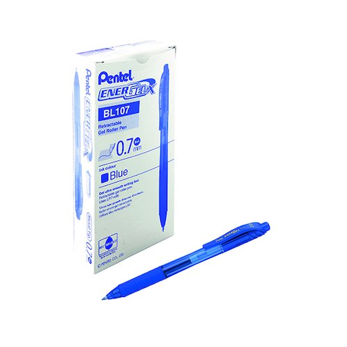 Pentel EnerGel X Retractable Gel Pen Medium Blue (12 Pack) BL107/14 C (PE05955)