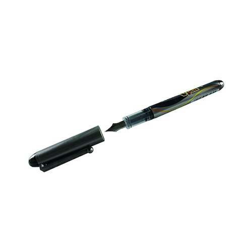 Pilot Black Ink/Metallic Grey Barrel VPen Disposable Fountain Pens (12 Pack) SV4W 01 (PI28169)