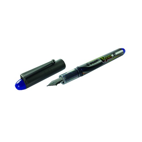 Pilot Blue Ink/Metallic Grey Barrel VPen Disposable Fountain Pens (12 Pack) SVP 4M 03 (PI28171)