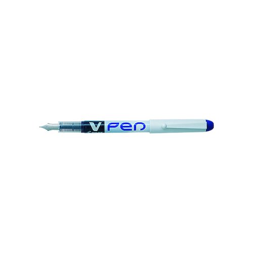 Pilot Blue Ink/White Barrel VPen Disposable Fountain Pen (12 Pack) SV4W03 (PISV4WBU)