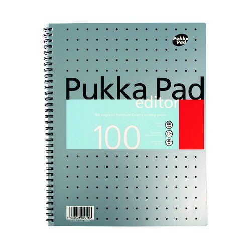 Pukka Pad Ruled Metallic Wirebound Editor Notepad 100 Pages A4 (3 Pack) EM003 (PP00023)