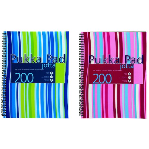 Pukka Pad Stripes Polypropylene Wirebound Jotta Notebook 200 Pages A4 Blue/Pink (3 Pack) JP018 (PP00510)