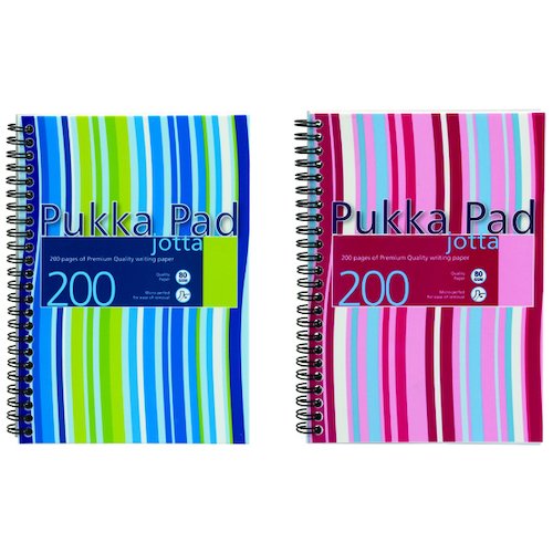 Pukka Pad Stripes Polypropylene Wirebound Jotta Notebook 200 Pages A5 Blue/Pink (3 Pack) JP021 (PP00511)