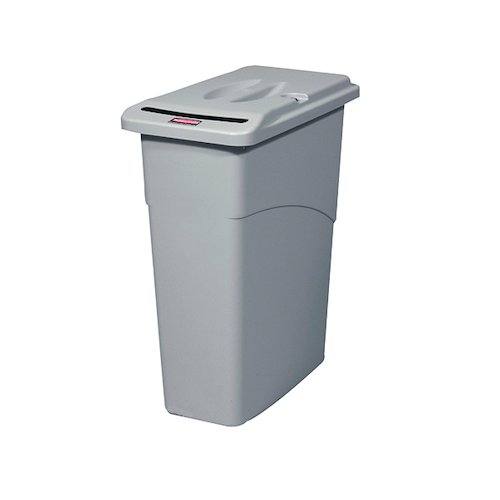 Rubbermaid Slim Jim Grey Confidential Waste Container FG9W1500LGRAY (RU16613)