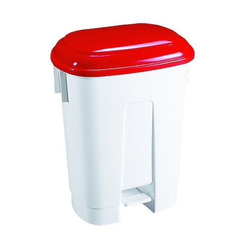 Derby 60 Litre White/Red Plastic Pedal Bin 348012 (SBY14759)