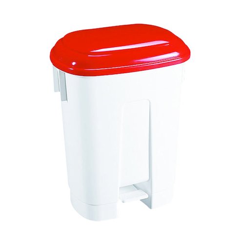 Derby 30 Litre White/Red Plastic Pedal Bin 348021 (SBY14764)
