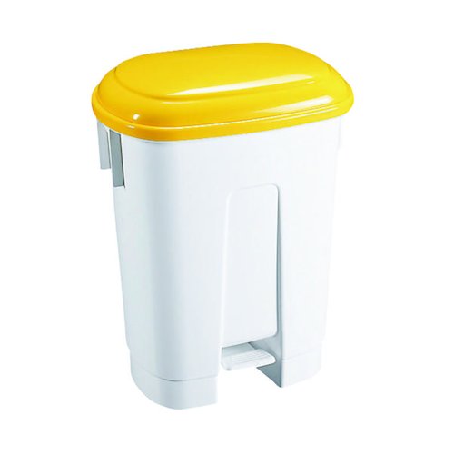 Derby 30 Litre White/Yellow Plastic Pedal Bin 348023 (SBY14766)