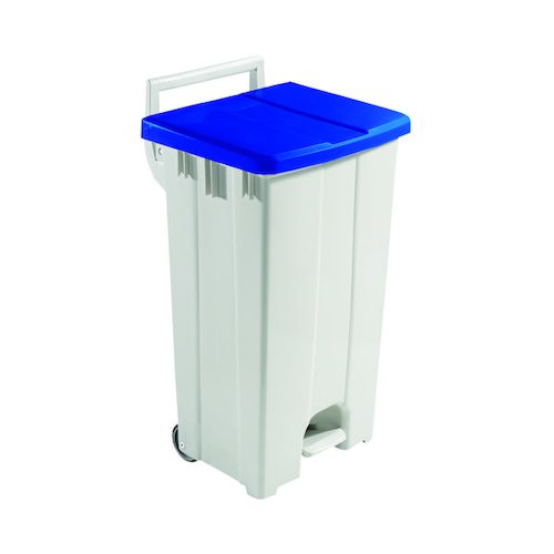 Grey 90 Litre Plastic Pedal Bin With Blue Lid 357003 (SBY16300)
