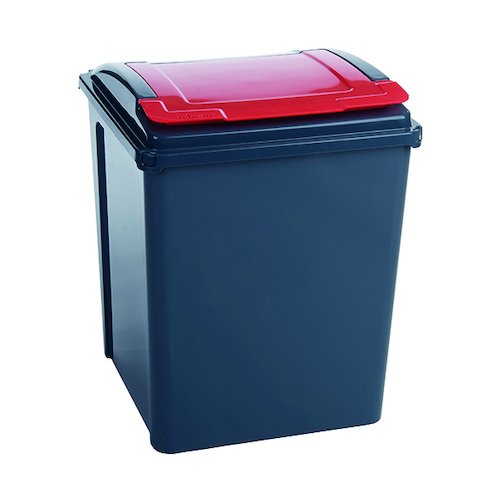 VFM Recycling Bin With Lid 50 Litre Red 384289 (SBY28524)