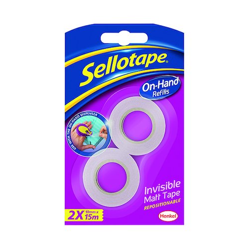 Sellotape On Hand Refill Invisible Tape 18mm x 15m (2 Pack) 2379006 (SE05996)