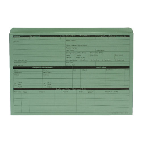 Custom Forms Personnel Wallet Green (50 Pack) PWG01 (SF16113)