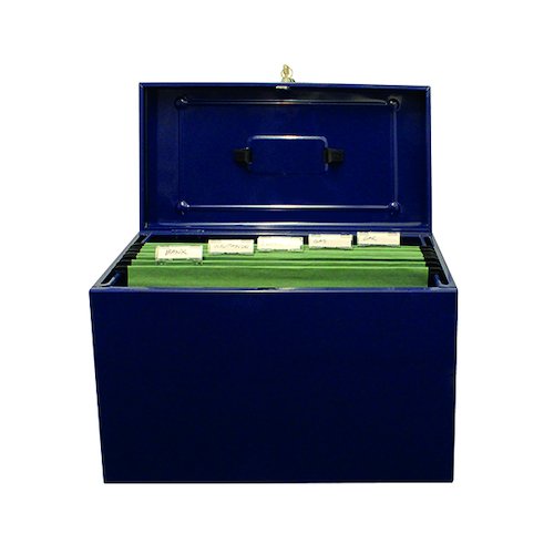 Cathedral Metal File Box Foolscap Home Office Blue HOBL (SG33056)