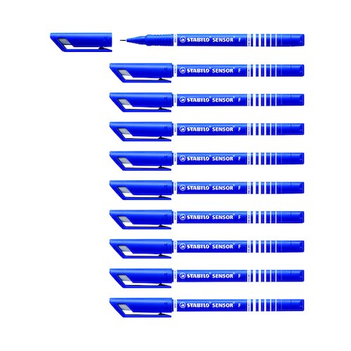 Stabilo Sensor Fineliner Bright Pen Blue (10 Pack) 189/41 (SS18941)