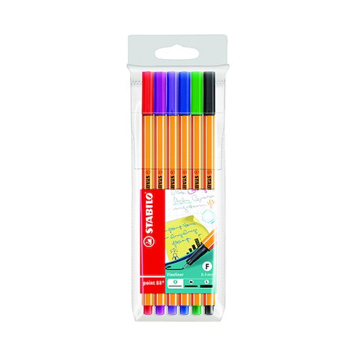 Stabilo 88 Point Fineliners Wallet Assorted (10 Pack) 88/6 (SS31613)