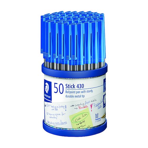 Staedtler Stick 430 Ballpoint Pen Medium Blue (50 Pack) 430 M3 (ST40738)