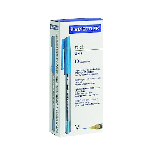 Staedtler Stick 430 Ballpoint Pen Medium Blue (10 Pack) 430 M3 (ST41089)