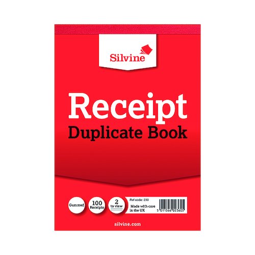 Silvine Duplicate Receipt Book 105x148mm Gummed (12 Pack) 230 (SV42360)