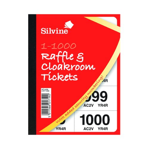 Cloakroom and Raffle Tickets 1 1000 (6 Pack) CRT1000 (SV43330)