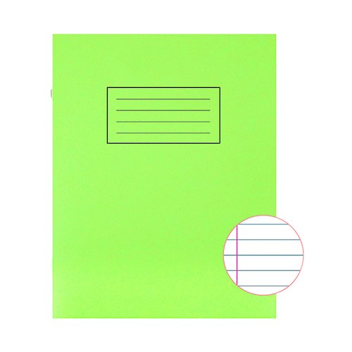 Silvine Exercise Book 229 x 178mm Ruled with Margin Green (10 Pack) EX102 (SV43503)