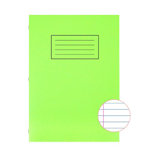 Silvine Exercise Book A4 Ruled with Margin Green (10 Pack) EX110 (SV43511)