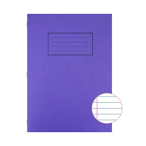 Silvine Exercise Book A4 Ruled with Margin Purple (10 Pack) EX111 (SV43512)