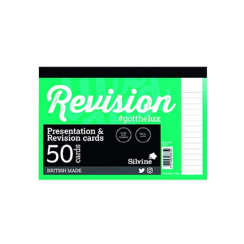 Silvine 50 Revision Notecard Pad Lined White (20 Pack) CR50 (SV43675)