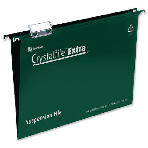 Rexel Crystalfile Extra 15mm Suspension File A4 Green (25 Pack) 70634 (TW70634)