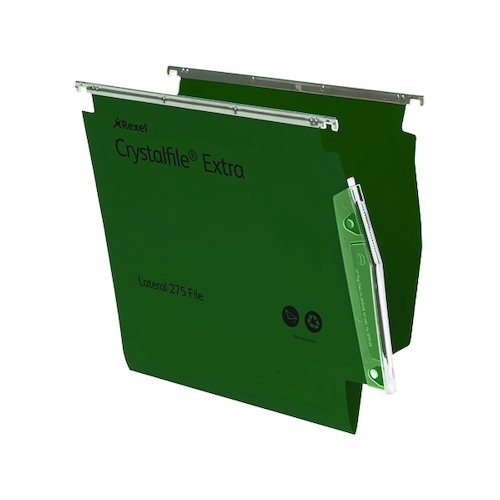 Rexel CrystalFile Extra 15mm Lateral File 150 Sheet Green (25 Pack) 70637 (TW70637)