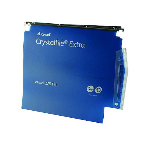 Rexel Crystalfile Extra 30mm Lateral File 300 Sheet Blue (25 Pack) 70642 (TW70642)
