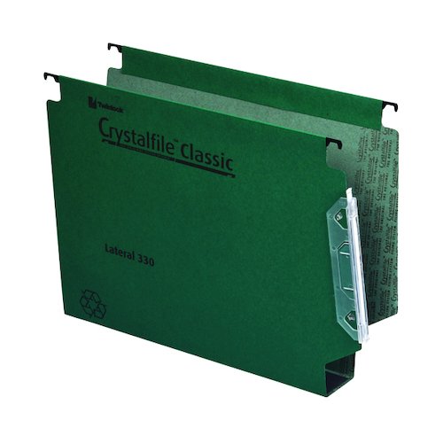 Rexel Crystalfile Classic 30mm Lateral File 500 Sheet Green (25 Pack) 70672 (TW70672)