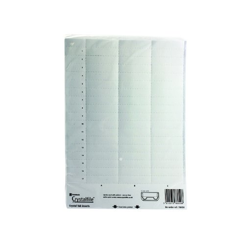Rexel Crystalfile Printable Filing Inserts White (50 Pack) 78050 (TW78050)