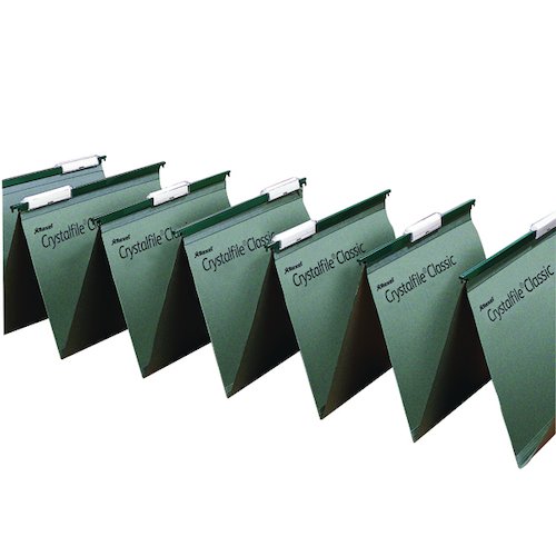 Rexel Crystalfile Linked Suspension File Foolscap Green (50 Pack) 78650 (TW78650)