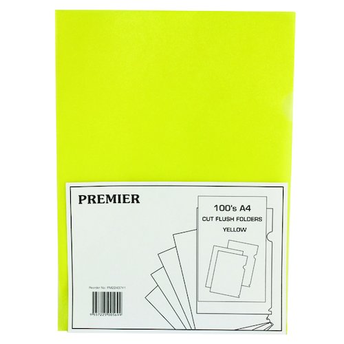 Yellow Cut Flush Folders (100 Pack) WX01487 (WX01487)