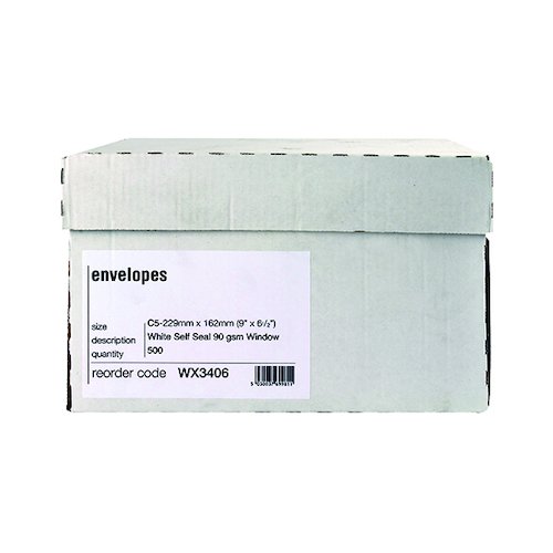C5 Window Envelope 90gsm Self Seal White Boxed (500 Pack) WX3406 (WX3406)