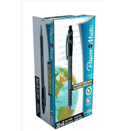 Paper Mate Flexgrip Retract Ultra Ball Pen Med 1.0mm Tip 0.7mm Line Black (56239NR)