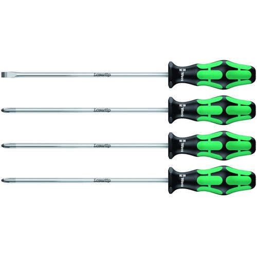 Wera 4 Piece 200mm Kraftform Plus LaserTip Long Screwdrivers Set (05347736002)