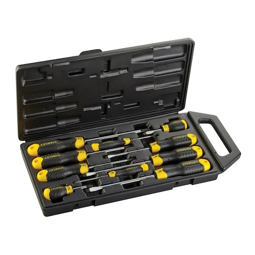 Stanley 10 Pce Cushion Grip Screwdriver Set Flat/Pozi (3253562650146)