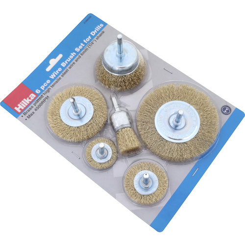 Hilka 6Pce Wire Brush Set for Drills (5013433196504)