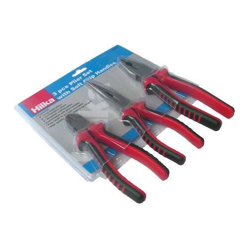 Hilka 3 pce Pliers Set with Soft Grip Handles (5013433630039)