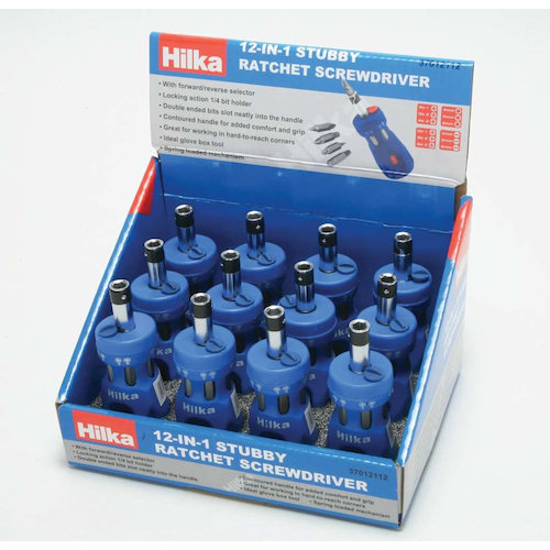 Hilka 12 in 1 Stubby Ratchet Screwdriver (5013433701210)