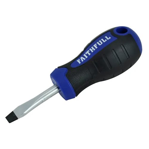Faithfull Soft Grip Stubby Flared Slotted Tip Screwdriver (5023969251400)