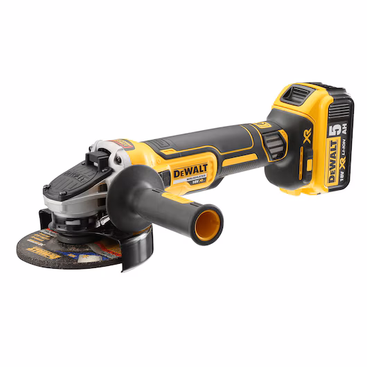 DeWalt DCG405P2 GB 18V XR 125mm Brushless Angle Grinder c/w 2 x 5Ah Batteries (5035048665510)