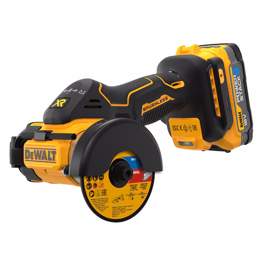 DeWalt DCS438E2T GB 18V XR Brushless 76mm Cut Off Tool   2 x Powerstack 1.7Ah Batteries (5035048739556)