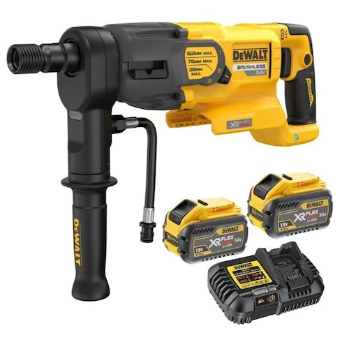 DeWalt DCD150X2 GB 54V XR FLEXVOLT Diamond Core Drill c/w 2 x 9.0Ah Batteries (5035048807118)