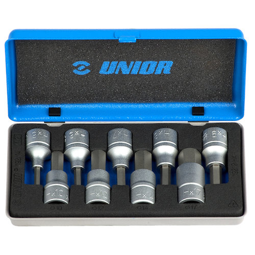 Unior 1/2" Hexagonal Screwdriver Socket Set in Metal Box (607064)
